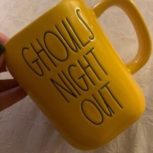 RAE DUNN Mug Ghouls Night Out Yellow/Orange Halloween